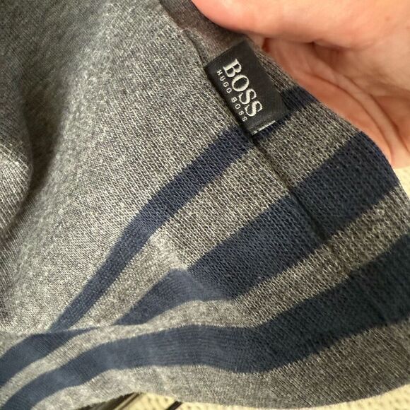 Boss Hugo Boss 1/4 Zip Cotton Sweater Grey Navy M - Picture 7 of 10